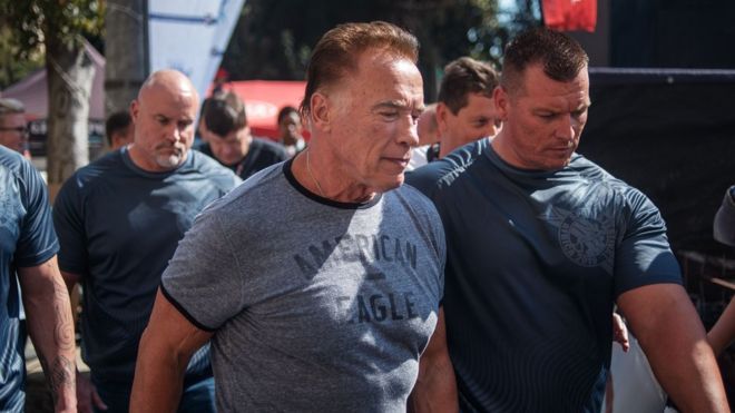 Arnold Schwarzenegger Drop-Kicked In South Africa During Event